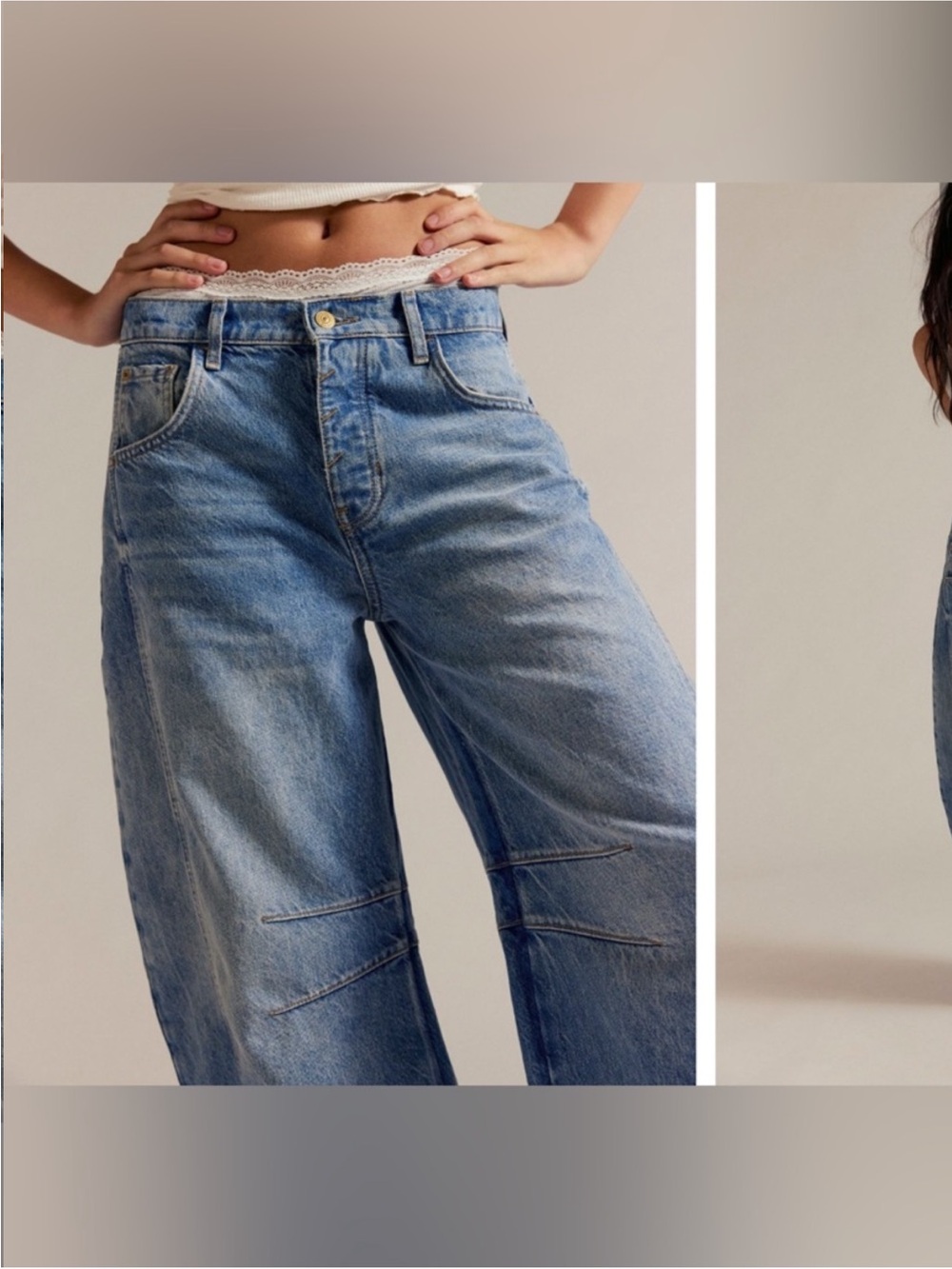 NWOT Free People We The Free Good Luck Mid-Rise Barrel Jeans light beam - 25S IR - Picture 5 of 17
